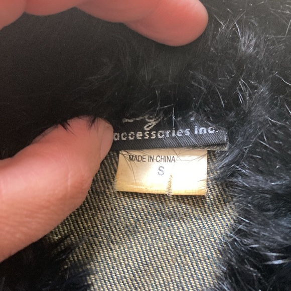 Jean vest with real black rabbit for - Picture 2 of 5